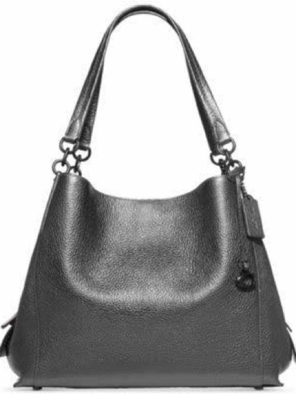 Coach Dalton 31 Metallic Pebble Leather Shoulder Bag in Gunmetal